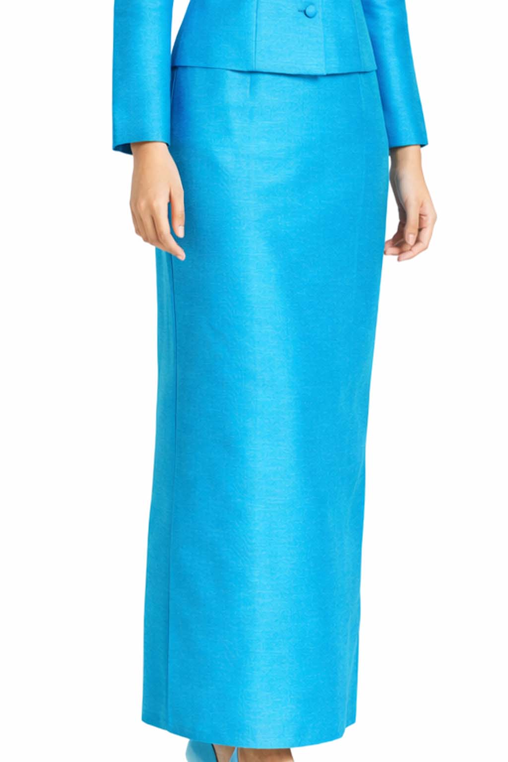 SIAM REGAL Ladies Sky Blue Elegant Thai Silk 2 Piece Outfit - Fitted Blouse & Skirt Formal Wedding Attire