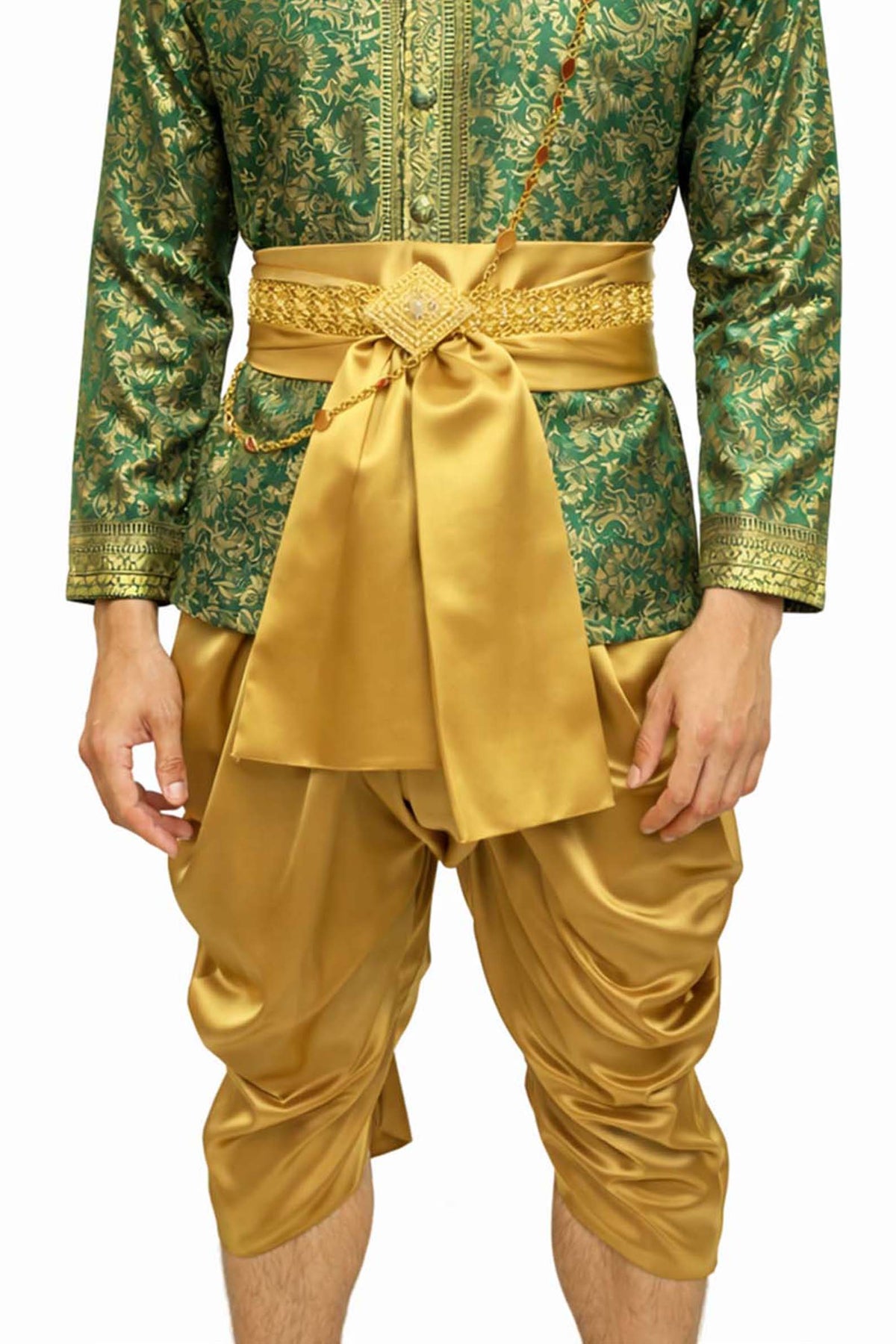 Men’s Traditional Thai Outfit – Green & Gold 3 Piece Silk Wedding Set | Siam Regal 🇹🇭