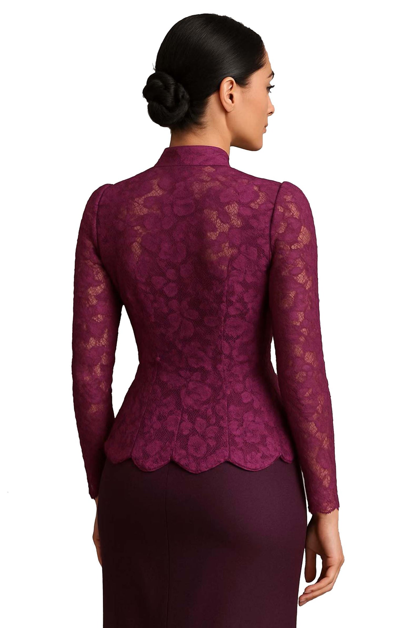 Siam Regal's Ladies Thai Silk Lace Blouse White Pear Button