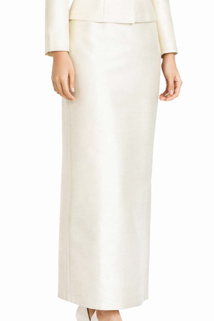 Ladies Ivory White Elegant Thai Silk 2 Piece Outfit - Fitted Blouse & Skirt Formal Wedding Attire
