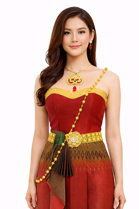 Thai Silk Wedding Dress – Red Modern Thai Formal Outfit | Siam Regal