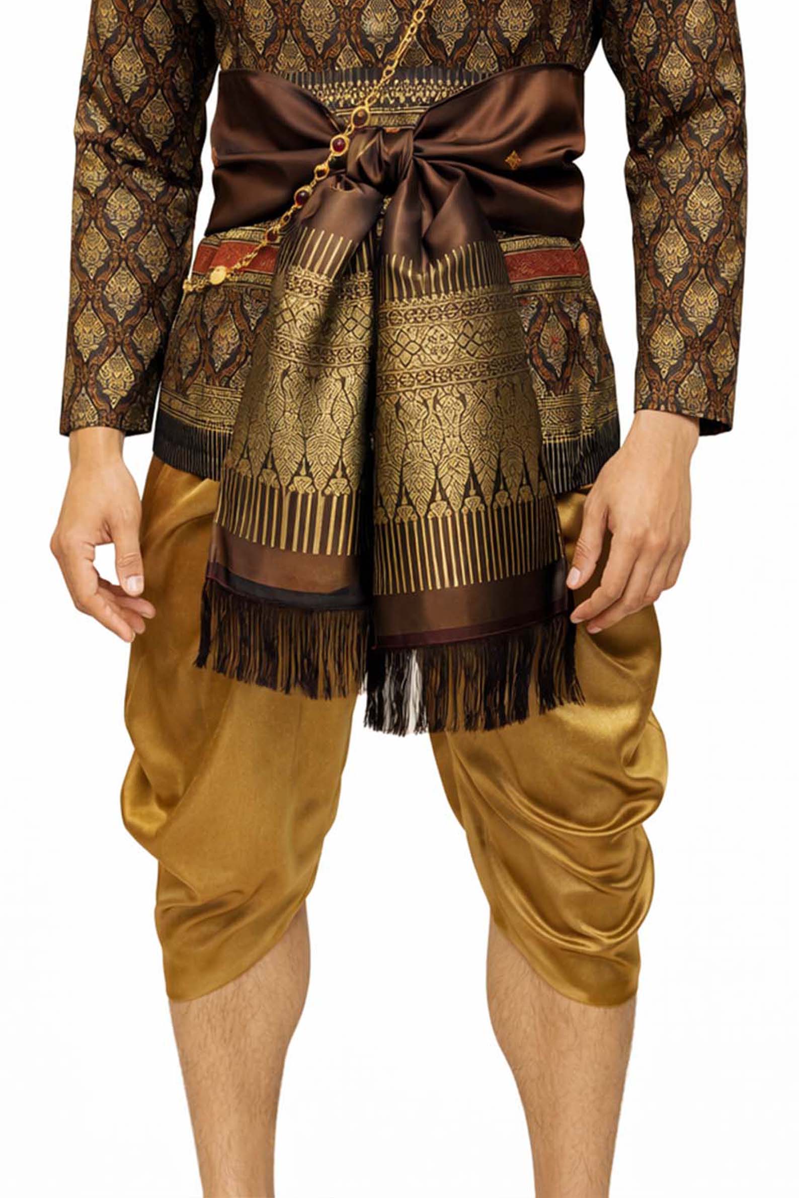 Thai Wedding Outfit For Men "Chut Thai" Gold Silk Attire Traditional Formal Wear | Siam Regal