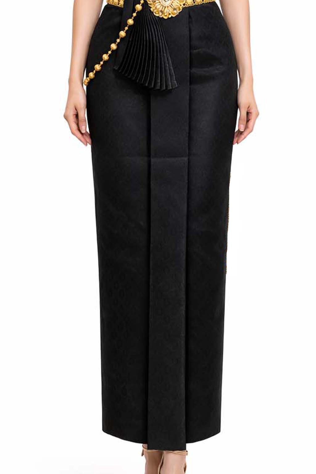 Thai Silk Wedding Guest Dress – Black Modern Thai Formal Outfit | Siam Regal