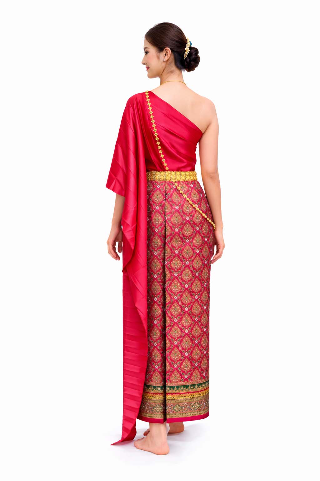Ladies Primrose Traditional Thai Outfit - 2 Piece Dress Set Sarong & Sash Wedding Formal Attire