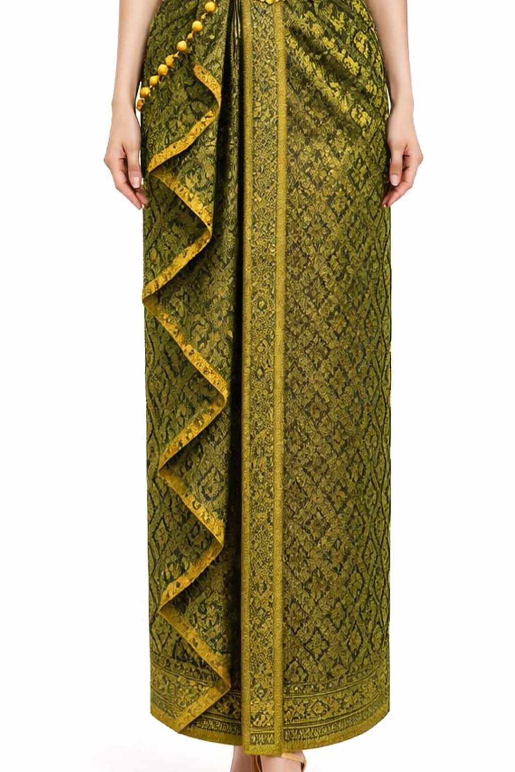 Thai Silk Wedding Dress – Lime Green Modern Thai Formal Outfit | Siam Regal