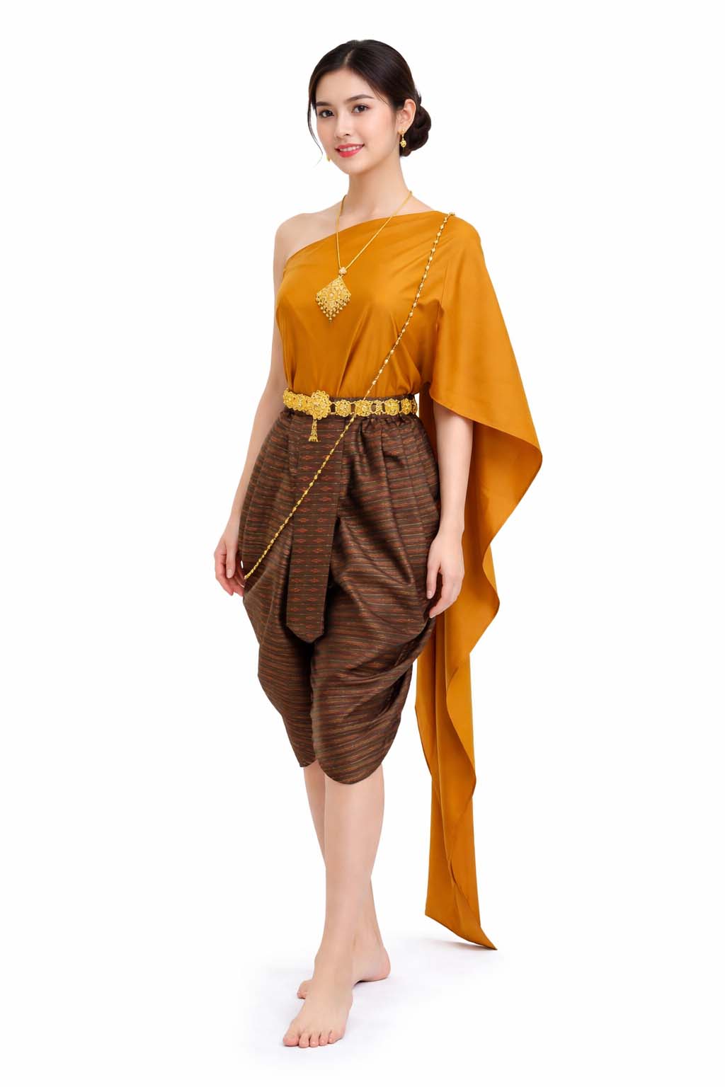Ladies Thai Traditional 2 Piece Dress Set - Sarong Pants + Shawl Wedding Formal Attire