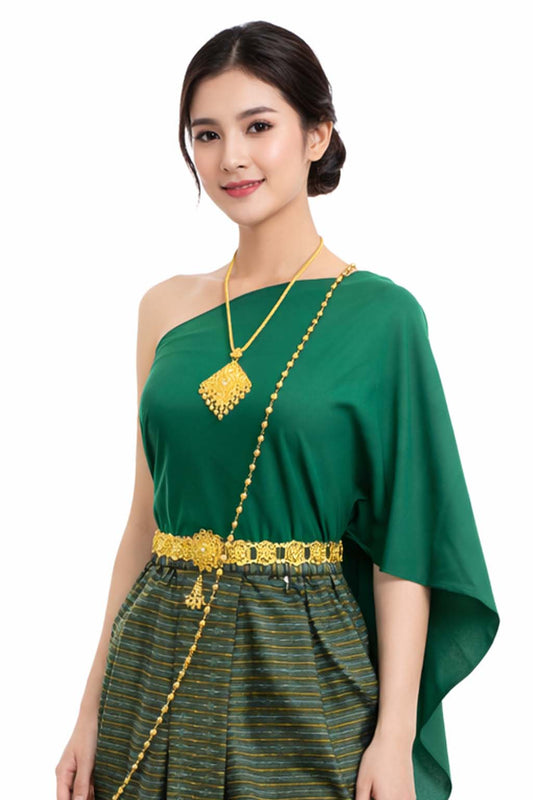 Ladies Thai Traditional 2 Piece Dress Set - Sarong Pants + Shawl Wedding Formal Attire