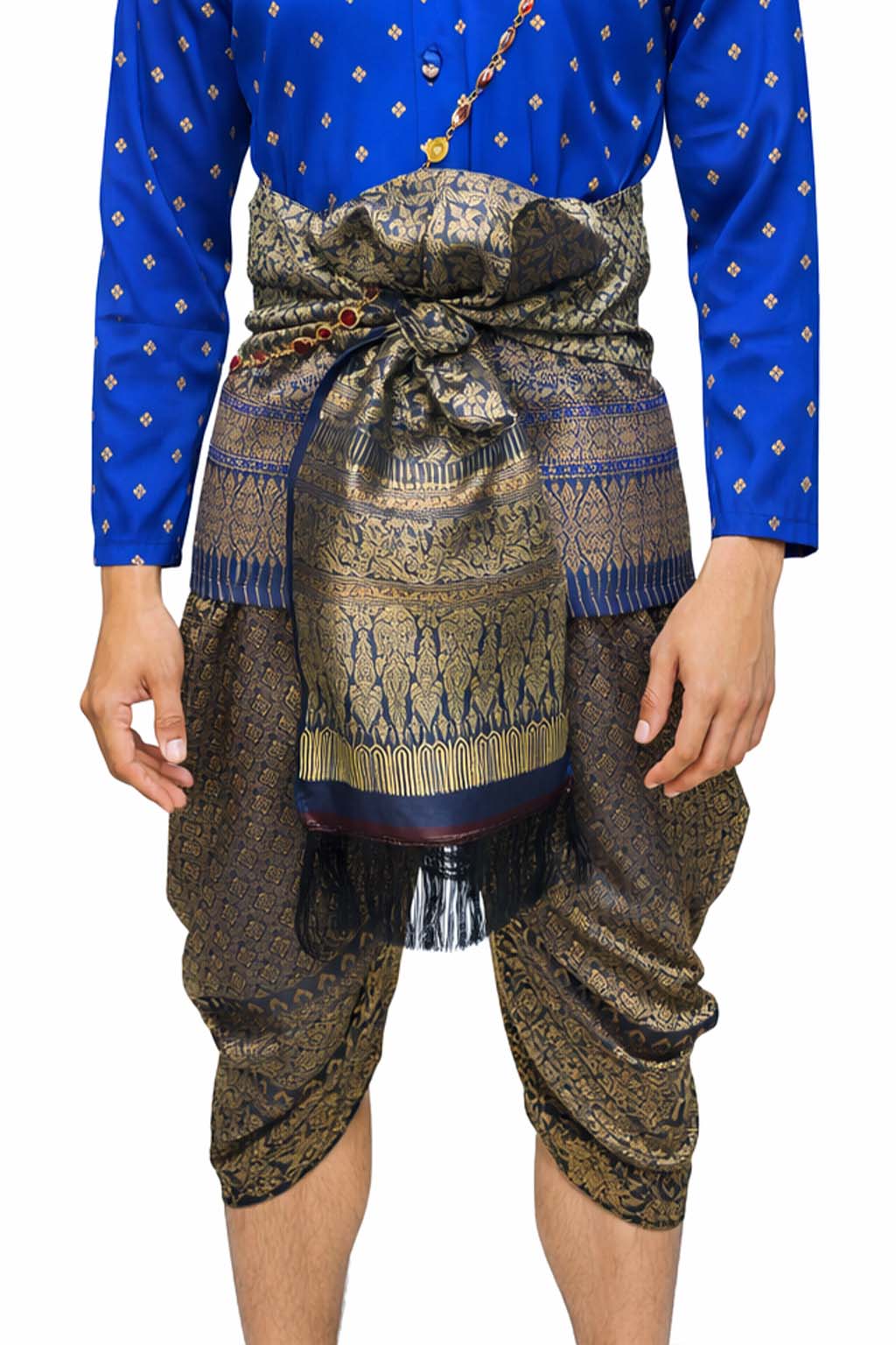 Thai Wedding Outfit For Men "Chut Thai" Blue Silk Attire Traditional Formal Wear | Siam Regal