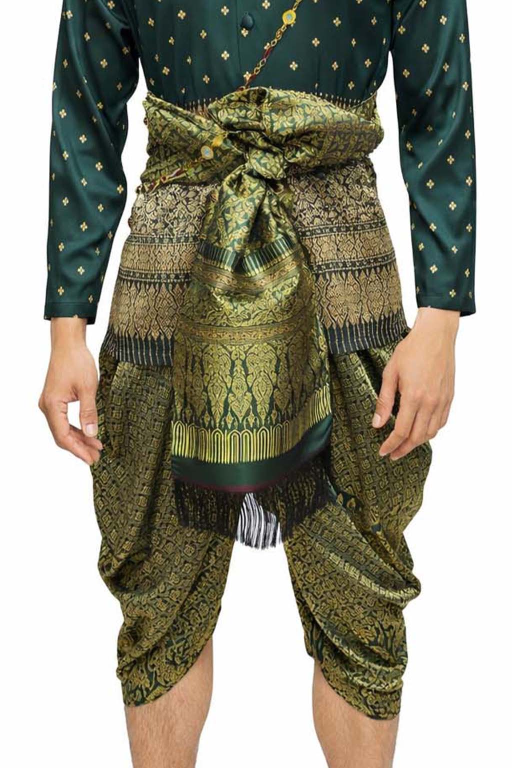 Thai Wedding Outfit For Men "Chut Thai" Green Silk Attire Traditional Formal Wear | Siam Regal