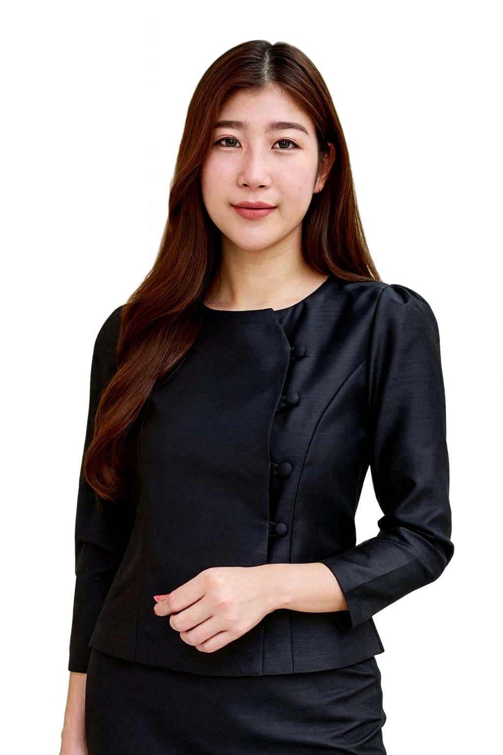 Siam Regal's Ladies Thai Silk Blouse Asymmetrical Button Closure