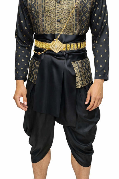 Thai Wedding Outfit For Men "Chut Thai" Black Silk Attire Traditional Formal Wear | Siam Regal