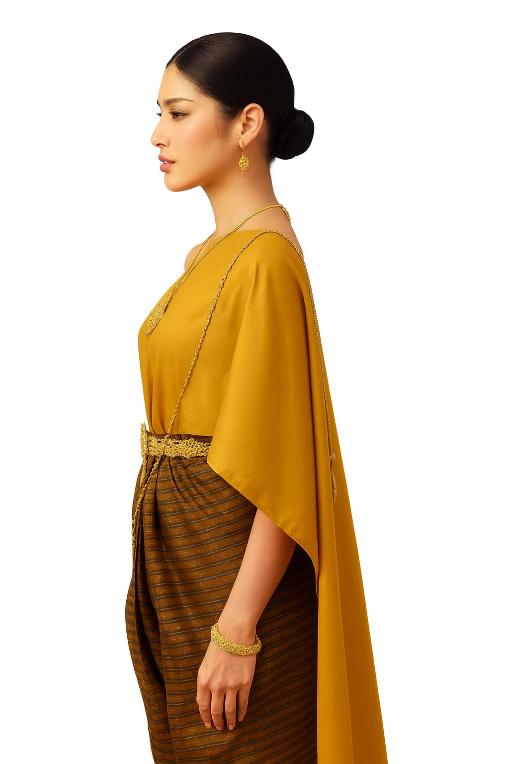 Elegant Silk Golden Brown Outfit