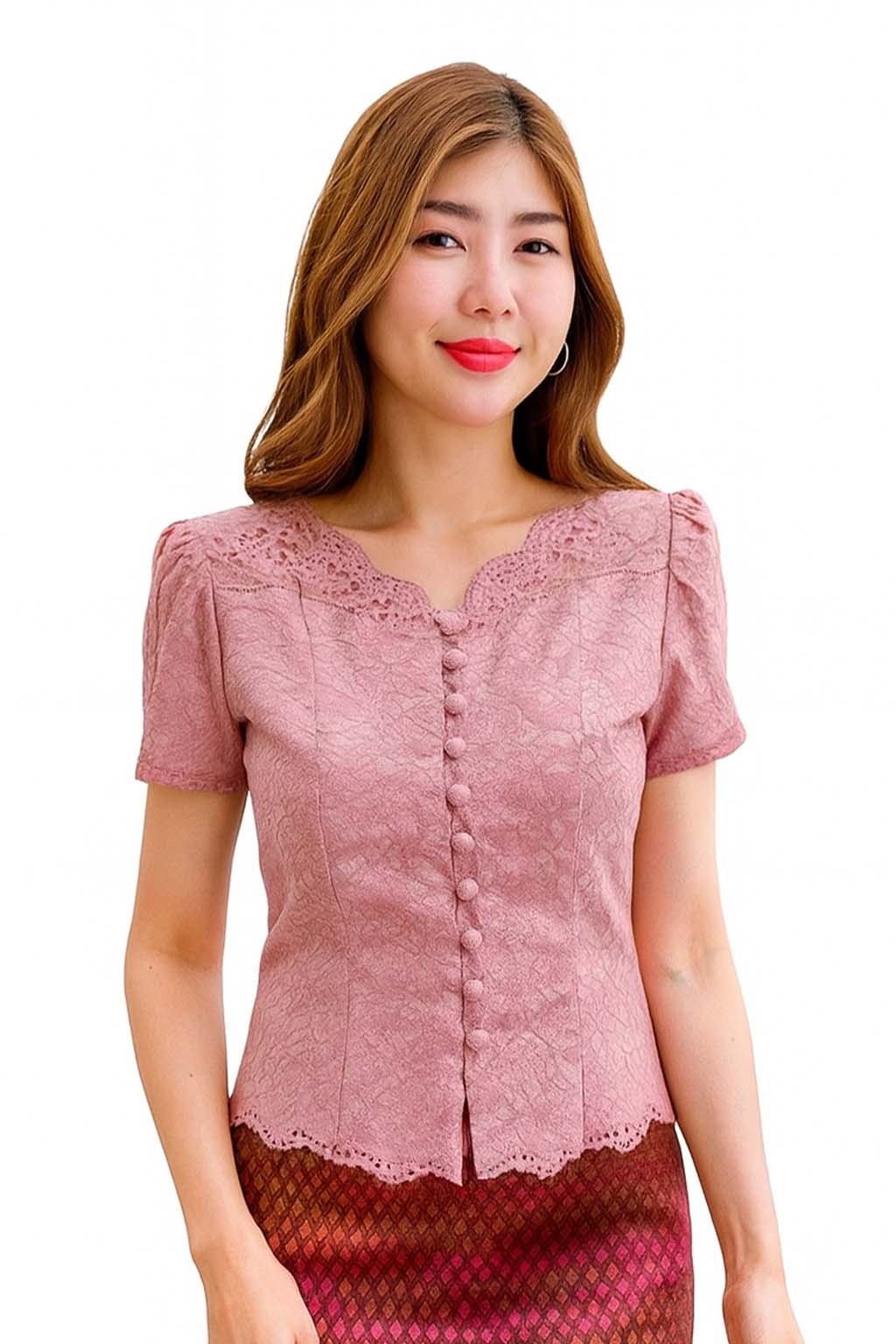 Ladies Thai Silk Lace Blouse – Authentic Traditional Thai Shirt for Weddings & Formal Occasions Siam Regal 🇹🇭