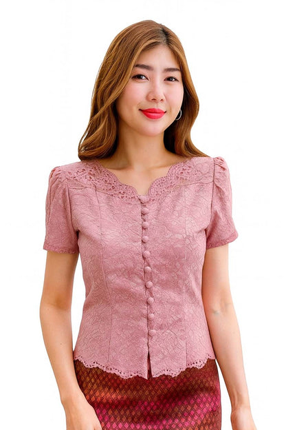 Ladies Thai Silk Lace Blouse – Authentic Traditional Thai Shirt for Weddings & Formal Occasions Siam Regal 🇹🇭