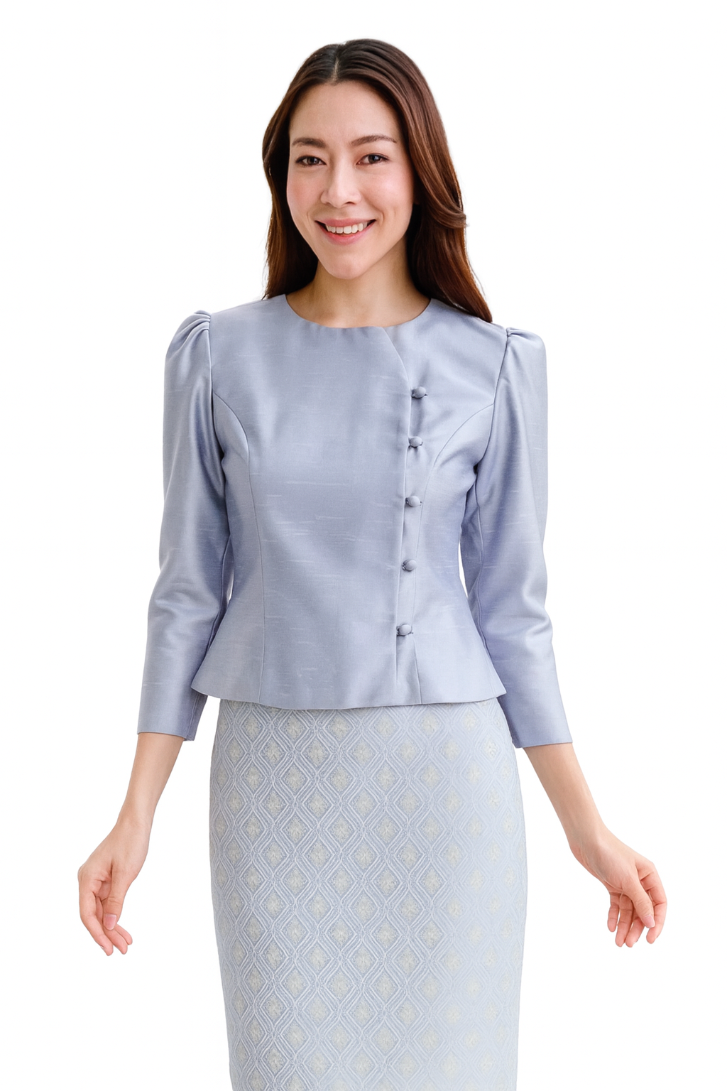 Siam Regal's Ladies Thai Silk Blouse Asymmetrical Button Closure