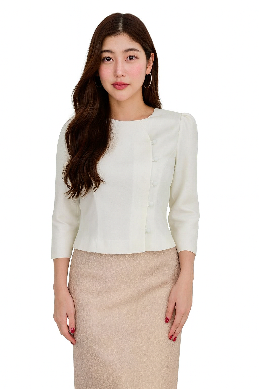 Siam Regal's Ladies Thai Silk Blouse Asymmetrical Button Closure