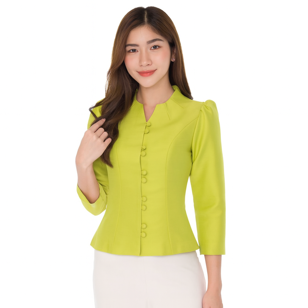 Siam Regal's Ladies Thai Silk Blouse Double Button Closure