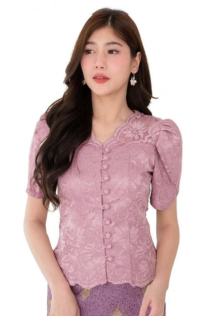 Ladies Thai Silk Lace Blouse – Authentic Traditional Thai Shirt for Weddings & Formal Occasions Siam Regal 🇹🇭