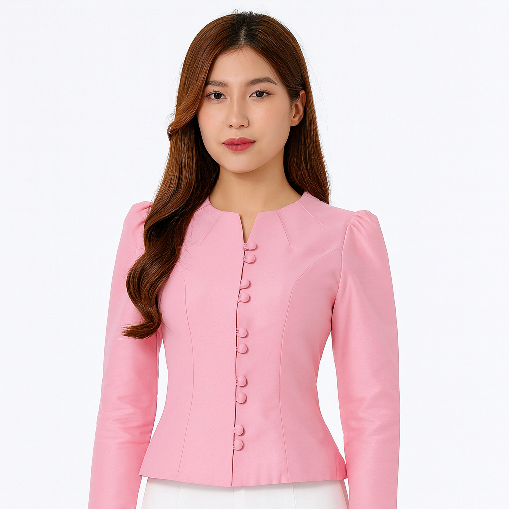 Siam Regal's Ladies Thai Silk Blouse Double Button Closure