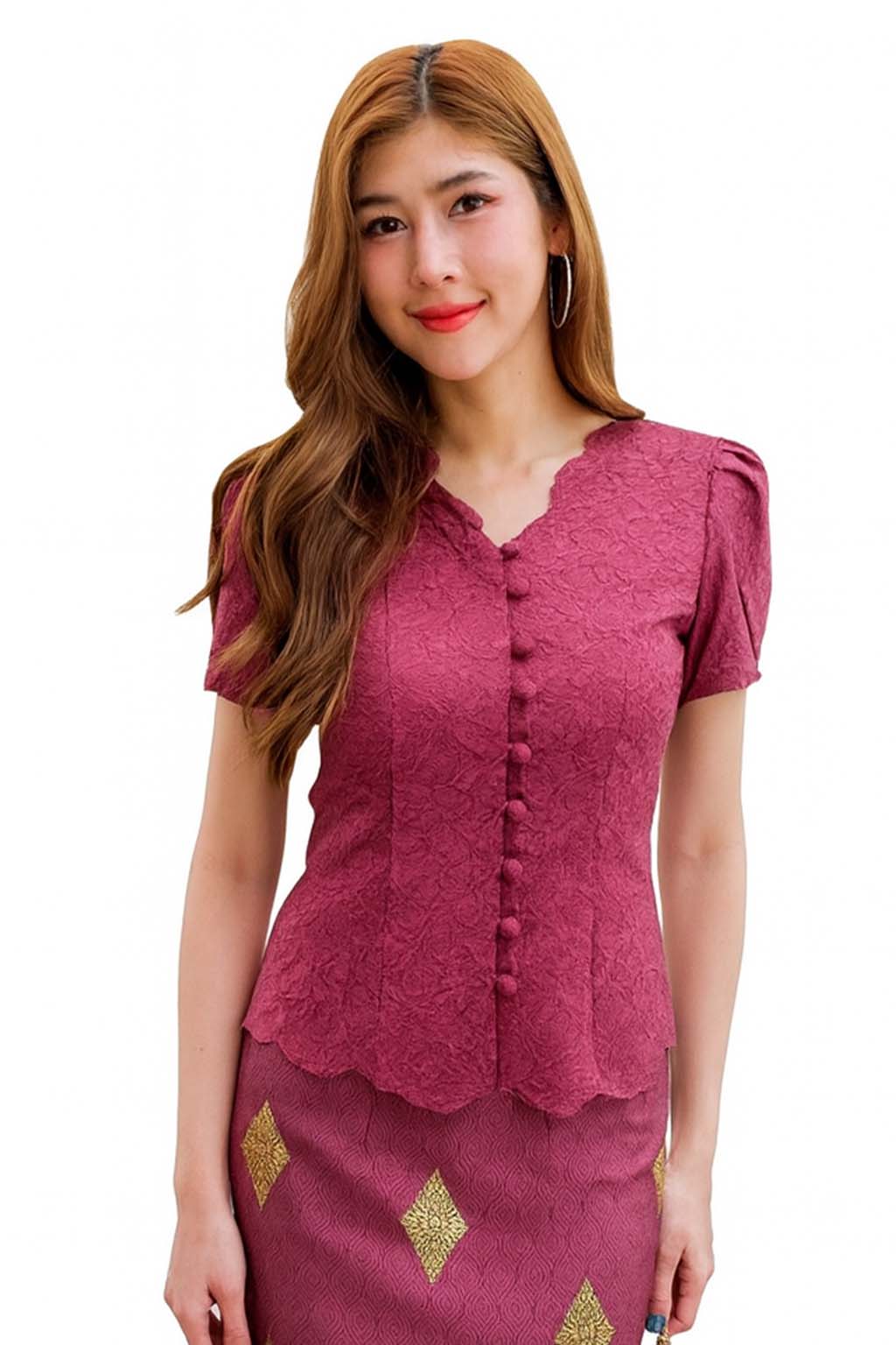 Ladies Thai Silk Lace Blouse – Authentic Traditional Thai Shirt for Weddings & Formal Occasions Siam Regal 🇹🇭