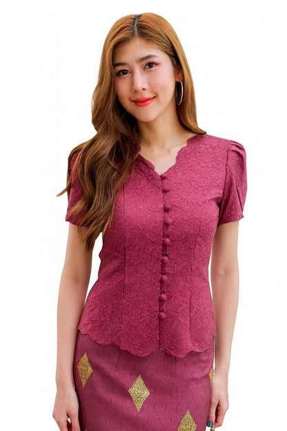 Ladies Thai Silk Lace Blouse – Authentic Traditional Thai Shirt for Weddings & Formal Occasions Siam Regal 🇹🇭