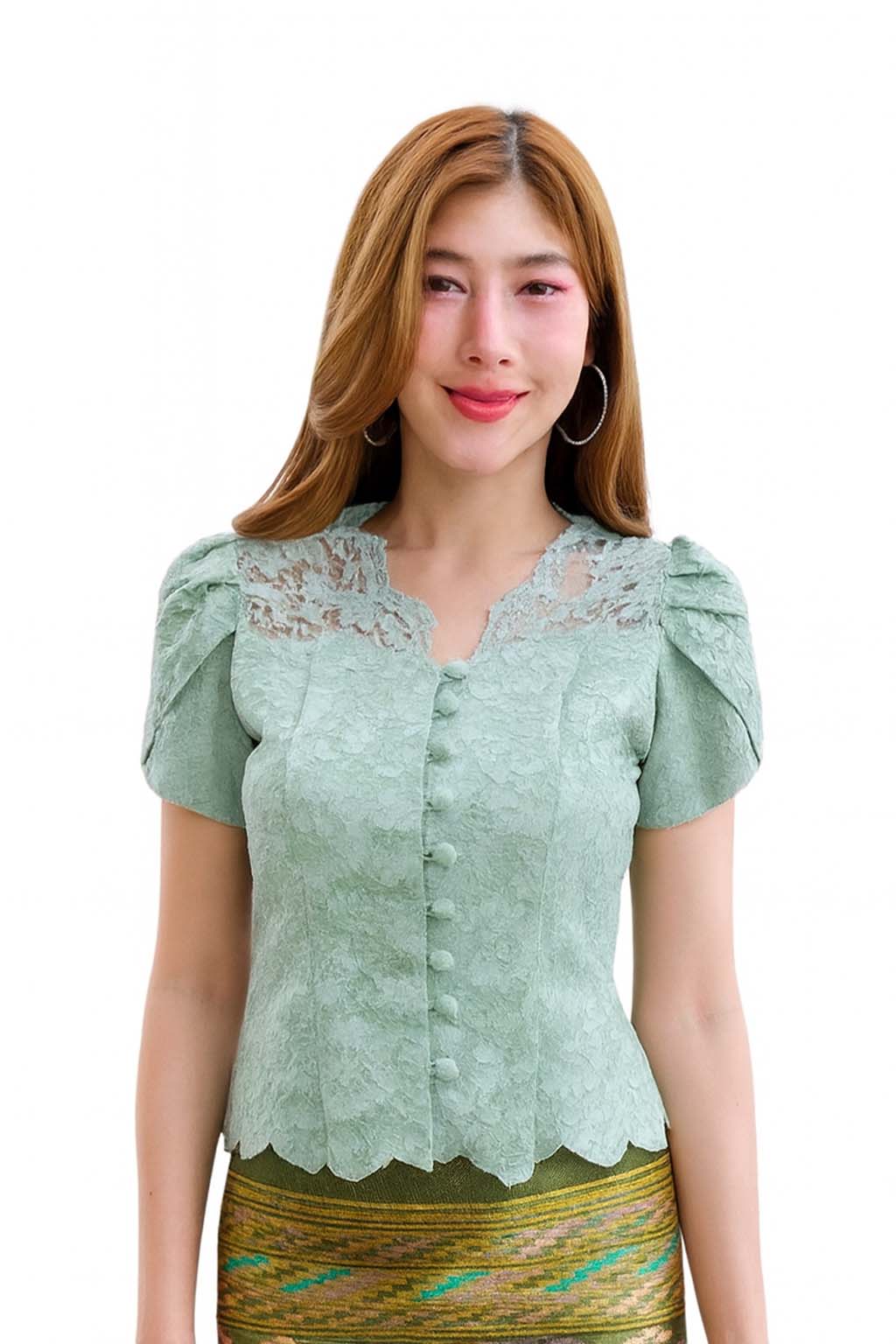 Ladies Thai Silk Lace Blouse – Authentic Traditional Thai Shirt for Weddings & Formal Occasions Siam Regal 🇹🇭