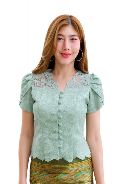 Ladies Thai Silk Lace Blouse – Authentic Traditional Thai Shirt for Weddings & Formal Occasions Siam Regal 🇹🇭