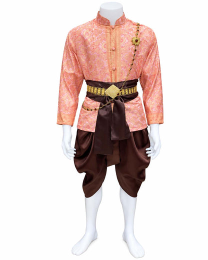 Men’s Traditional Thai Outfit – Pink & Brown 3 Piece Silk Wedding Set | Siam Regal 🇹🇭