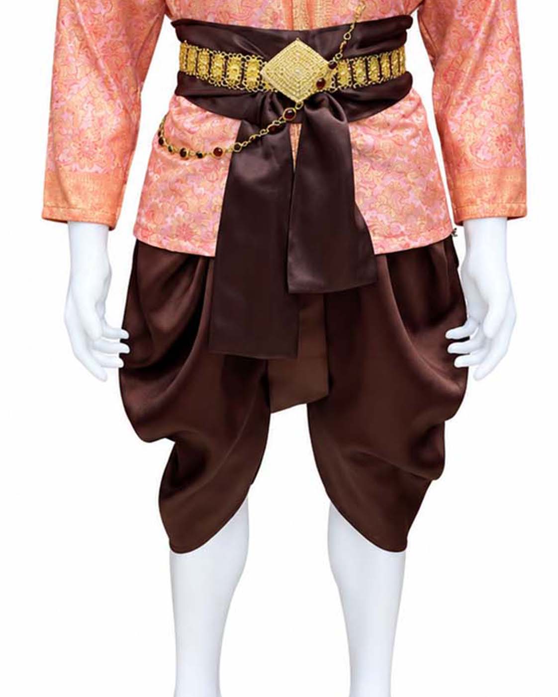 Men’s Traditional Thai Outfit – Pink & Brown 3 Piece Silk Wedding Set | Siam Regal 🇹🇭