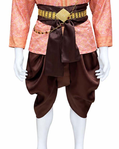 Men’s Traditional Thai Outfit – Pink & Brown 3 Piece Silk Wedding Set | Siam Regal 🇹🇭