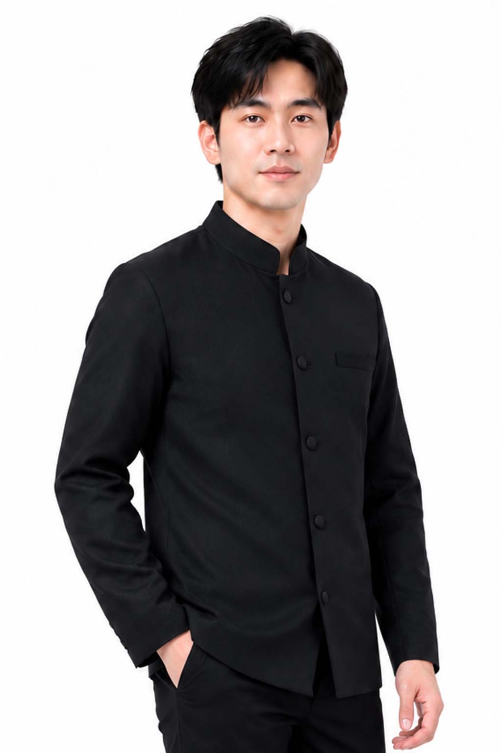 Men's Thai Wedding Attire Black Traditional Cotton Silk Jacket Formal Groom Outfit Thailand Marriage Ceremony Clothing