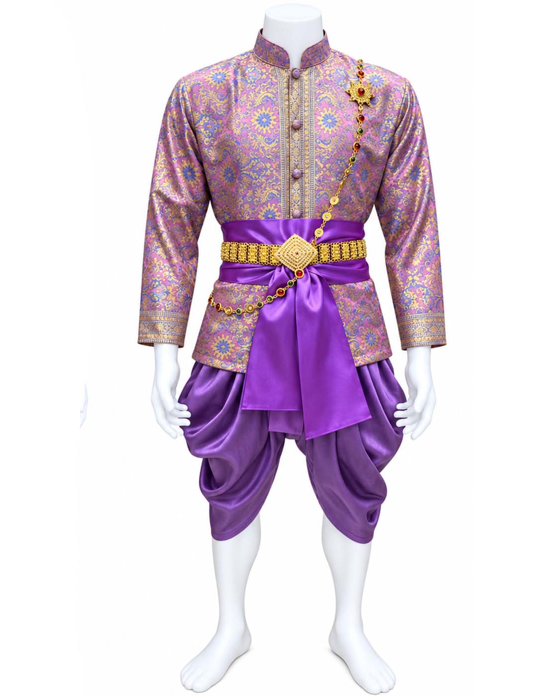 Men’s Traditional Thai Outfit – Purple 3 Piece Silk Wedding Set | Siam Regal 🇹🇭