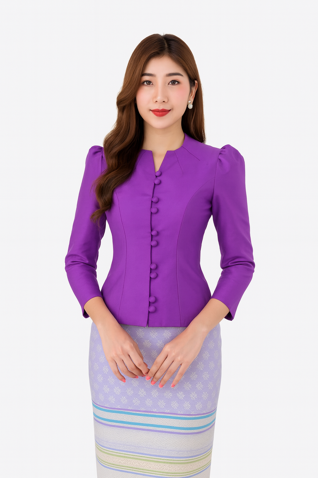 Siam Regal's Ladies Thai Silk Blouse Double Button Closure