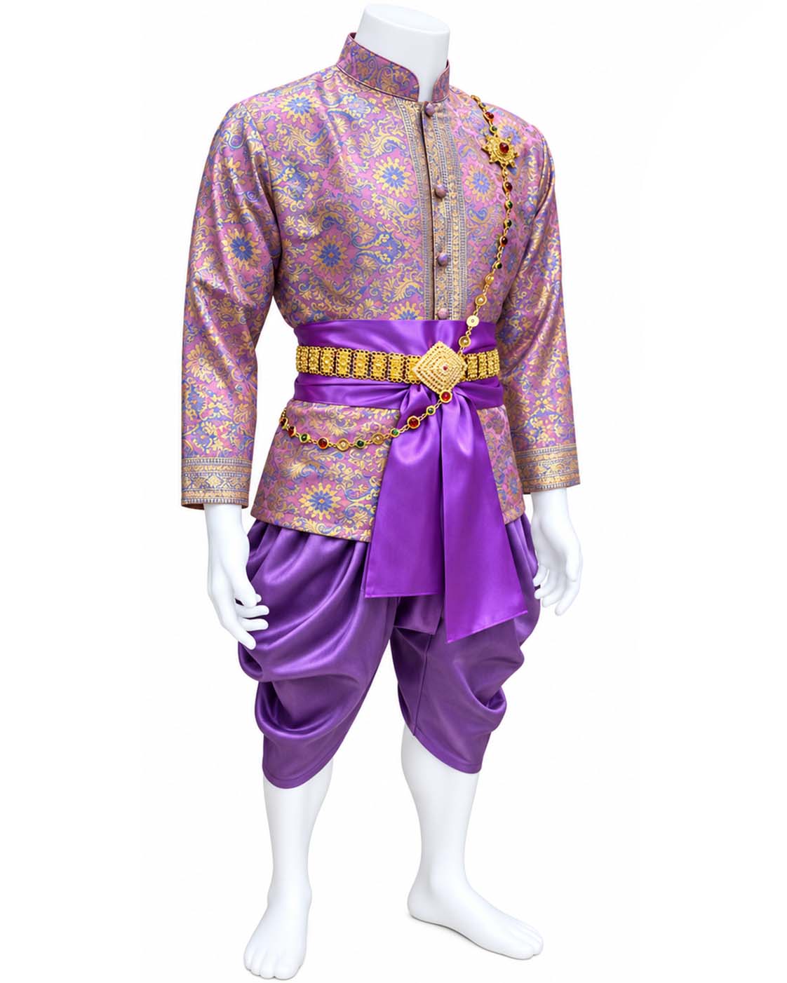 Men’s Traditional Thai Outfit – Purple 3 Piece Silk Wedding Set | Siam Regal 🇹🇭