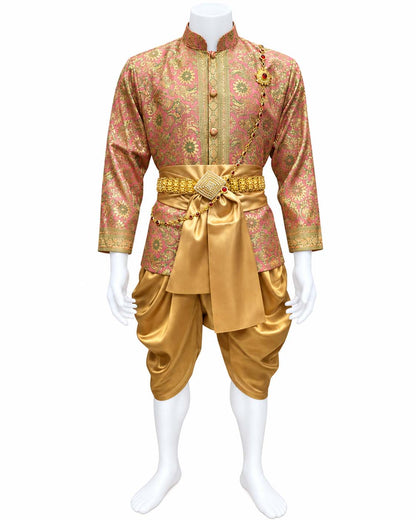 Men’s Traditional Thai Outfit – Rose & Gold 3 Piece Silk Wedding Set | Siam Regal 🇹🇭