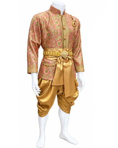 Men’s Traditional Thai Outfit – Rose & Gold 3 Piece Silk Wedding Set | Siam Regal 🇹🇭