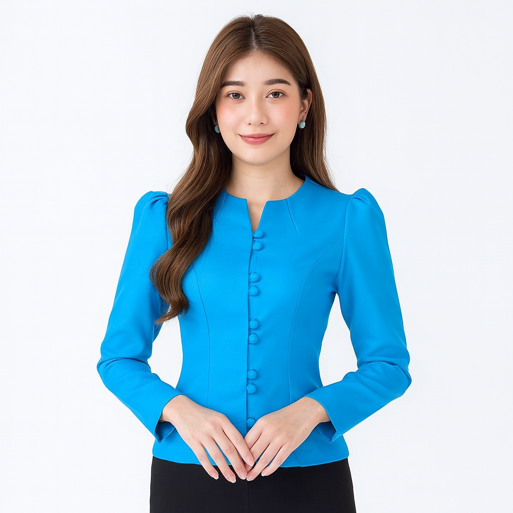 Siam Regal's Ladies Thai Silk Blouse Double Button Closure