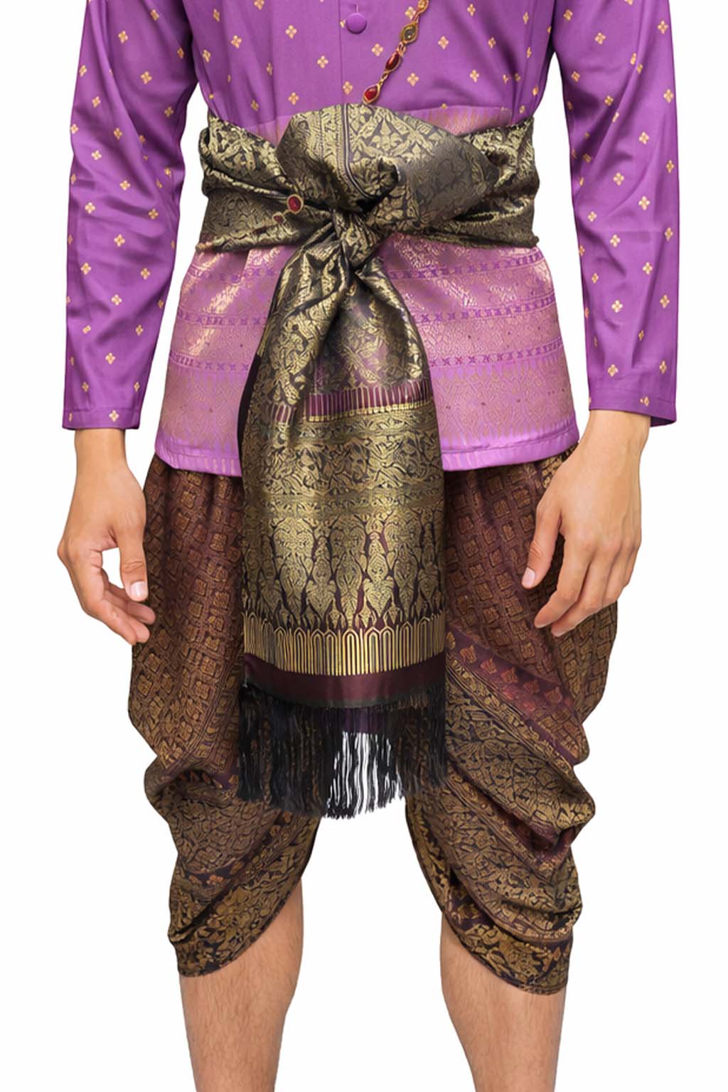 Thai Wedding Outfit For Men "Chut Thai" Purple Silk Attire Traditional Formal Wear | Siam Regal
