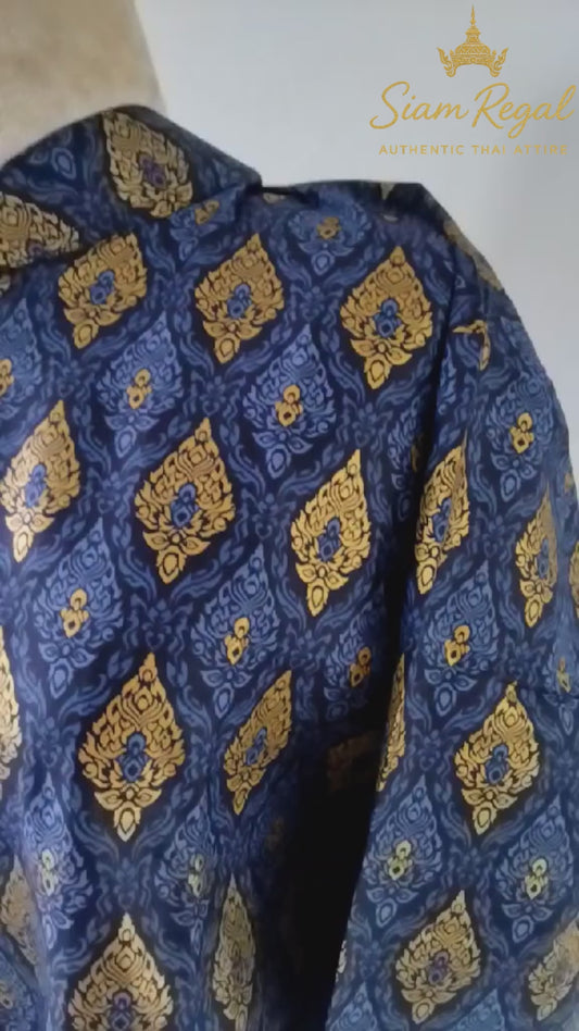 Thai Wedding Outfit For Men "Chut Thai" Royal Blue Silk Attire Traditional Formal Wear | Siam Regal