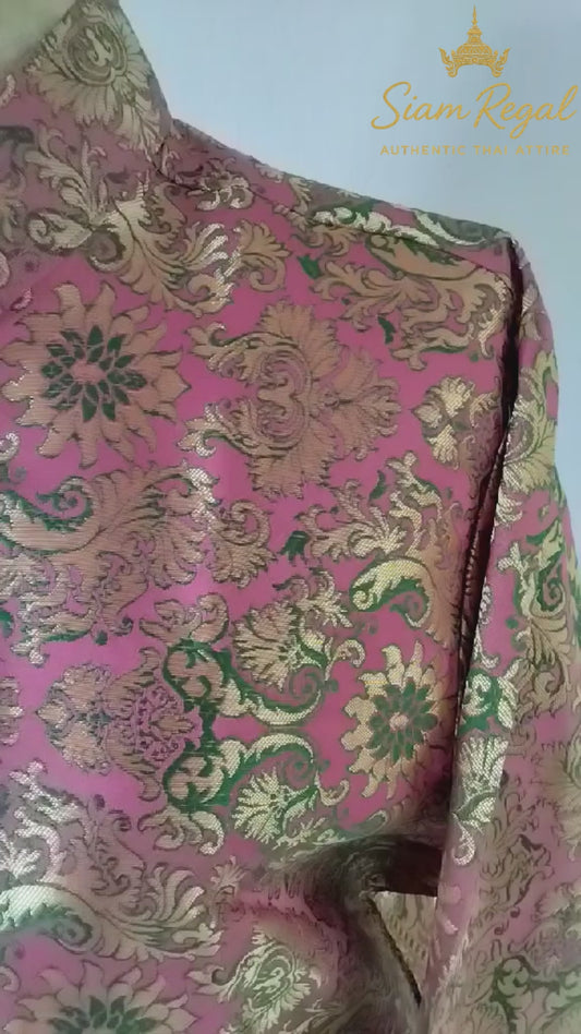 Men’s Traditional Thai Outfit – Rose & Gold 3 Piece Silk Wedding Set | Siam Regal 🇹🇭