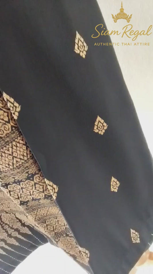 Thai Wedding Outfit For Men "Chut Thai" Black Silk Attire Traditional Formal Wear | Siam Regal 🇹🇭