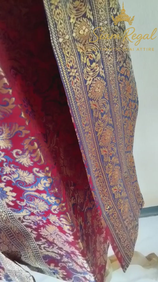 Men’s Traditional Thai Outfit – Maroon Red 3 Piece Silk Wedding Set | Siam Regal 🇹🇭